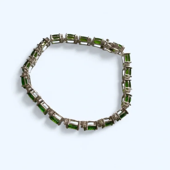 DK925 Stainless steel Emerald Green Tennis Bracelet